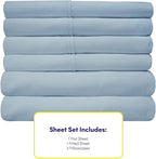 Twin Size Bed Sheets - 4 Piece 1500 Supreme Collection Fine Brushed Microfiber Deep Pocket Twin Sheet Set Bedding - 1 EXTRA PILLOW CASES, GREAT VALUE, Twin, Misty Blue