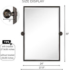 TEHOME Oil Rubebd Bronze Metal Framed Pivot Rectangle Bathroom Mirror Tilting Beveled Vanity Mirrors for Wall, Overall 27.9 x 36 inches (Mirrror 24 x 36 inches)