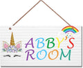 Personalized Signs Unicorn Sign, Unicorn Rainbow Girls Room Wall Decor Art Prints,Hanging Signs For Kids Room, for Home, Birthday Party, Bedroom, Bathroom, Playroom
