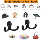 Coat Hooks Hardware,20 Pcs Wall Hooks Heavy Duty Hooks for Hanging Coats Double No Rust Hook Wall Mounted for Key, Towel, Bags, Cup, Hat (20pcs Black)