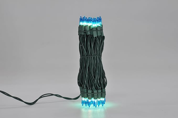 Brite Star 100 Count Mini String Christmas Lights, Blue - 22 feet Indoor/Outdoor Christmas Tree Lights with Green Wire (Set of 2)