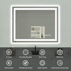 40"x 32" LED Bathroom Mirror with Lights, Double Lights Dimmable, Anti-Fog, Front and Backlit LED Mirror for Bathroom, Lighted Bathroom Vanity Mirror with Tempered Glass (Horizontal/Vertical)