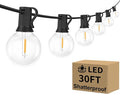 Outdoor G40 LED Globe String Lights 30Feet Dimmable Waterproof Shatterproof Patio Light with 15+2 Bulbs Connectable Commercial Hanging Lights for Christmas Patio House Backyard Balcony Party(Black)
