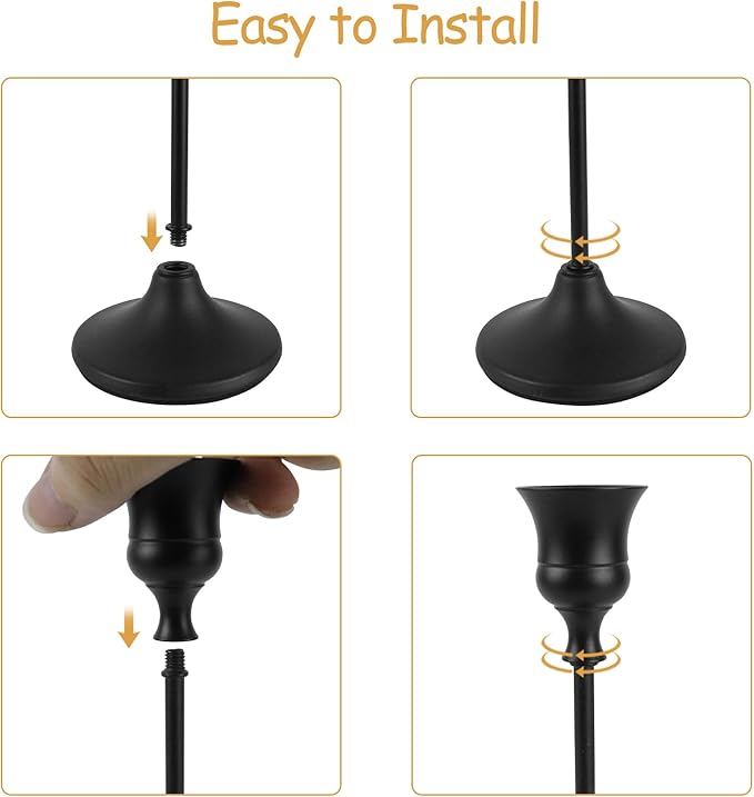 Black Candlestick Holders Set of 6, Metal Taper Candle Holders, Classic Decorative Candle Stick for Christmas, Wedding, Party, Dinner Tables,Home Décor