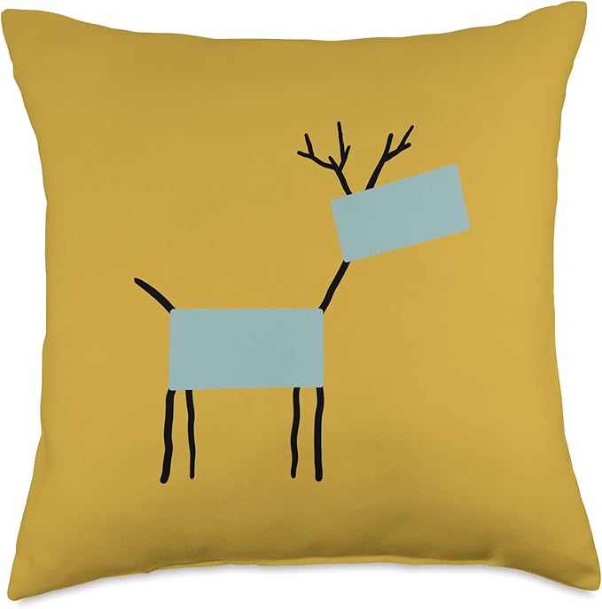 Cute Scandinavian Animals Designs Chic Deer Moose Scandinavian Elk Minimalism Reindeer Throw Pillow, 18x18, Multicolor