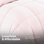 Sweet Home Collection 7 Piece Comforter Set Bag Solid Color All Season Soft Down Alternative Blanket & Luxurious Microfiber Bed Sheets, Pale Pink, Queen