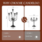 Black Candelabra Halloween Decorations: 20 Inches Gothic Candle Holder 5 Arm Metal Candlestick Stand for Table Fireplace Victorian Decor Set of 2