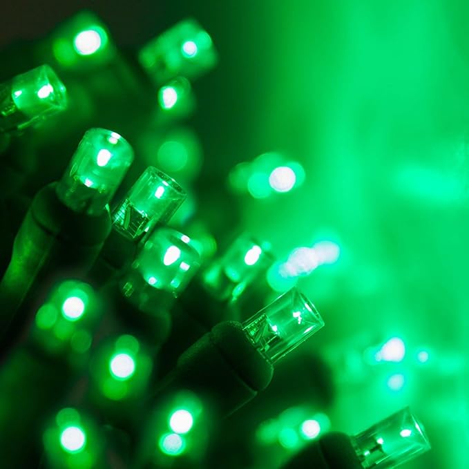 50 5mm LED Green Christmas Lights, 6" Spacing, 25' Halloween String Lights St. Patricks Day Lights Christmas String Lights Mini Lights Halloween Decorations Outdoor