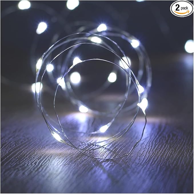 ANJAYLIA Fairy Lights, 10ft 30 LED Mini String Lights Firefly Starry Lights for Wedding, Bedroom, Party, Christmas, White 2 Pack