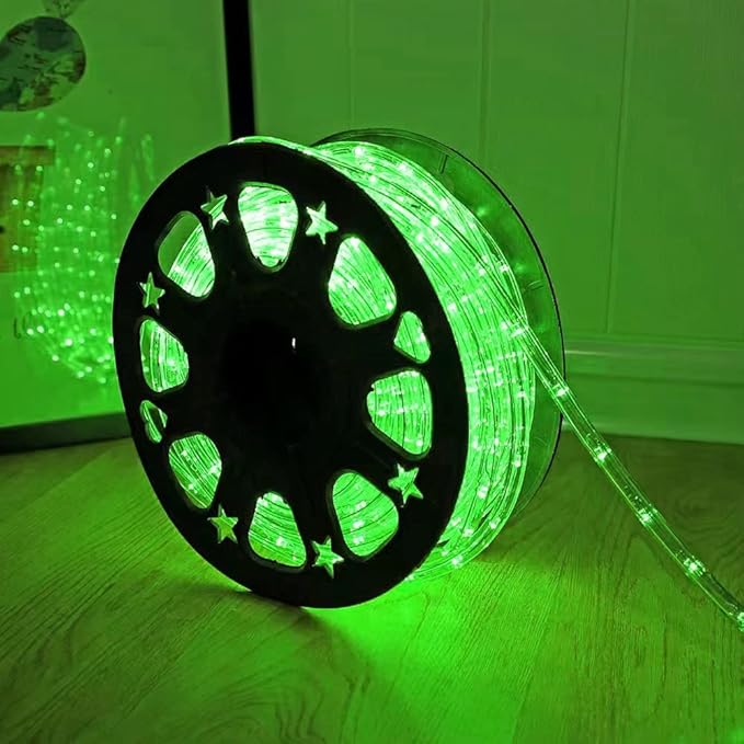 50ft 360 LED Waterproof Rope Lights, 110V Connectable Indoor Outdoor Green Led Rope Lights for Deck, Patio, Pool, Camping, Bedroom Decor, Landscape Lighting and More (Green)