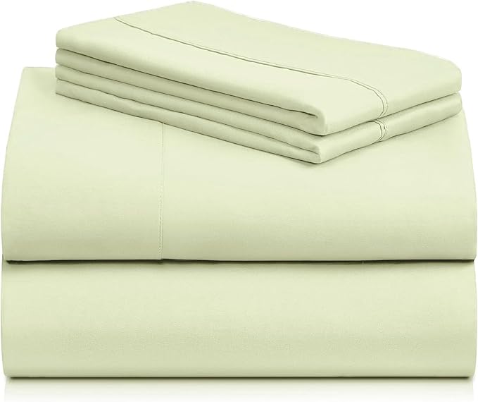 LuxClub 4 PC Sheet Set Bed Sheets Deep Pockets 16" Eco Friendly Wrinkle Free Cooling Machine Washable Hotel Bedding Silky Soft - Sage Green King
