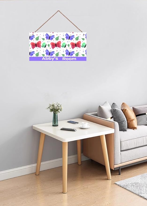 Personalized Sign Cute Butterfly Sign For Kids Room Nursery Door Decor For Girls Room,Custom Name Wall Art Decor Decorative Plate for Boys Bedroom Little Man Cave