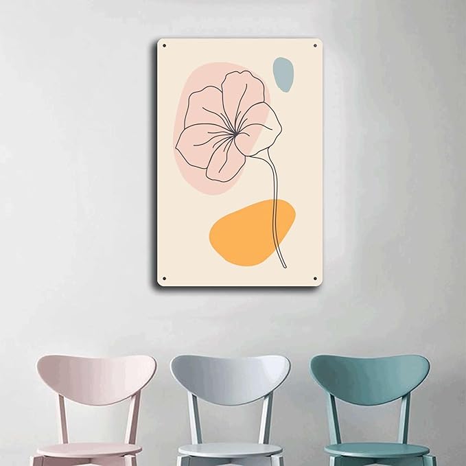 Metal Signs Abstract Flower Line Art Suitable for Home Bar Cafe Farmhouse Decoration8x12inch Tin Sign