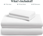 LuxClub Full Size Bed Sheets, 100% Rayon Derived from Bamboo Cooling Sheets, Breathable & Soft Deep Pocket Up to 16", Hotel Luxury Silky Sheets Full Size Set, White