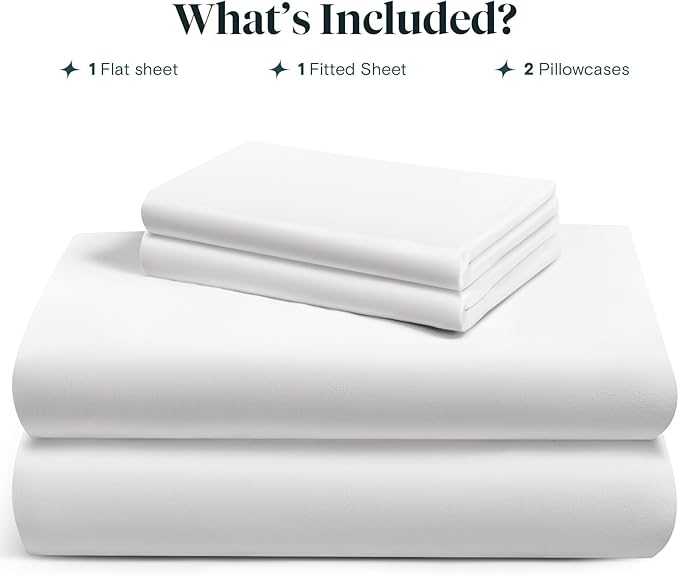 LuxClub Full Size Bed Sheets, 100% Rayon Derived from Bamboo Cooling Sheets, Breathable & Soft Deep Pocket Up to 16", Hotel Luxury Silky Sheets Full Size Set, White