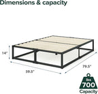 Zinus Joseph 14 Inch Platform Bed Frame, Wood Slat Support, No Box Spring Needed, Eco Friendly WonderBox(TM) Packaging, Easy Assembly, Black, Queen