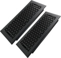 4x10 Inches 2 Pack Heavy Duty Walkable Floor Register - Easy Adjust Air Supply Lever Decorative Floor Vent Covers - Boston Design Vent Covers for Home - Matte Black