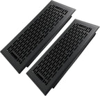 4x10 Inches 2 Pack Heavy Duty Walkable Floor Register - Easy Adjust Air Supply Lever Decorative Floor Vent Covers - Boston Design Vent Covers for Home - Matte Black