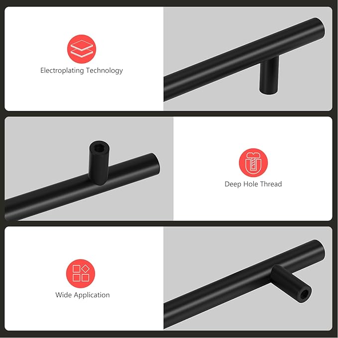 homdiy Black Cabinet Handles 20Pack 5inch Hole Center Kitchen Drawer Pulls and Knobs Stainless Steel Cabinet Hardware for Bathroom, Cupboard