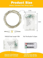 4 Pack Christmas Fairy Lights Battery Operated with Remote, Each 33FT 100LED Waterproof Twinkle Lights with Timer, String Light Indoor & Outdoor for Bedroom Wedding Christmas Decorations (Warm White)