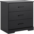 Prepac Rustic Ridge Farmhouse Nightstand Bedside Table, Black Nightstand for Bedroom, End Table with 3 Drawers 16.25"D x 27.5"W x 26.75"H
