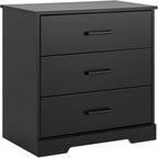 Prepac Rustic Ridge Farmhouse Nightstand Bedside Table, Black Nightstand for Bedroom, End Table with 3 Drawers 16.25"D x 27.5"W x 26.75"H