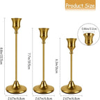 Brass Gold Candlestick Holders Set of 3, Metal Taper Candle Holders, Classic Decorative Candle Stick for Christmas, Wedding, Party, Dinner Tables,Home Décor