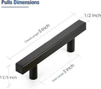 JOY DECOR 60 Pack 3 Inch Matte Black Square Cabinet Handles Stainless Steel Cabinet Hardware Pulls for Kitchen and Drawers with 5 Inch Overall Length
