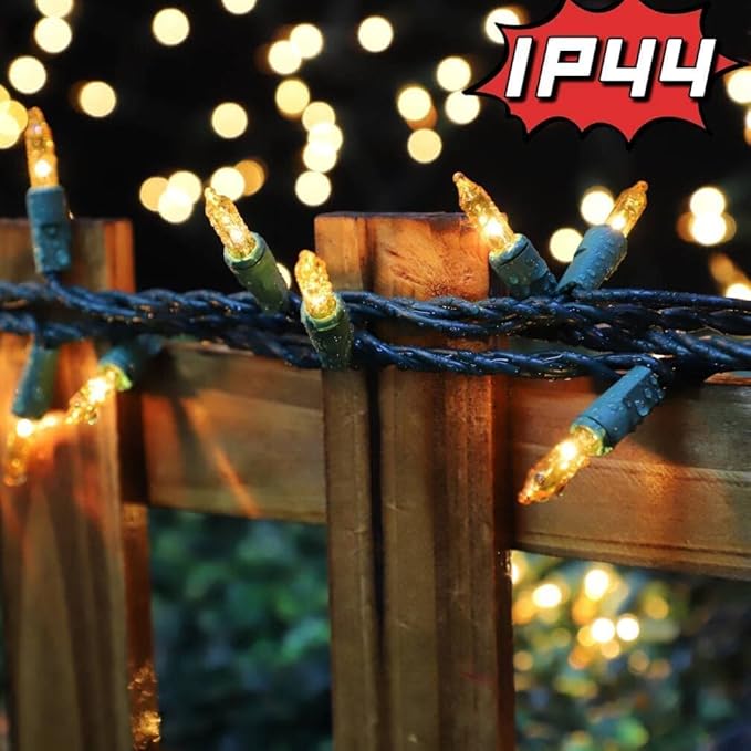 LAMPHOME Super-Bright Extendable Warm White Christmas Lights Decoration 300Lights 63.8ft(2pk of 150L) UL Certified Mini Bulb String Lights Set for Outdoor Christmas Tree Garden Holiday Party Decor