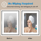 24 x 36 Inch LED Bathroom Mirror with Black Frame, Lighted Bathroom Mirrors for Vanity with Super Bright Front Light + Backlit, Anti-Fog, 3 Colors Stepless Dimmable Motion Sensor Smart Restroom Mirror