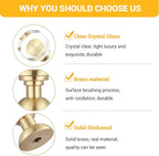 12-Pack 1-1/4-Inch Gold knob Dresser knobs White Cabinet Glass Crystal knobs Brass Drawer Polygonal Dresser Pulls, Drawer pulls