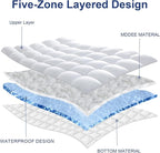 Mattress Topper Twin XL College Dorm, Waterproof Bed Topper Twin XL Cooling Mattress Pad Cover for College, Pillow Top Mattress Topper with Deep Pockets, Breathable Fluffy Fill Mattress Protector