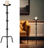 Mumufy 1 Pcs Metal Candlestick Floor Pillar Candleholder Elegant Tall Candleholder Metal Candelabra Candlesticks Holder for Formal Events Wedding Church Holiday Decor (32 Inch,Black)
