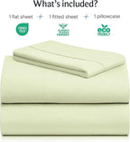LuxClub 3 PC Sheet Set Bed Sheets Deep Pockets 16" Eco Friendly Wrinkle Free Cooling Machine Washable Hotel Bedding Silky Soft - Sage Green Twin XL