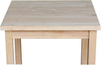 IC International Concepts, Portman Accent Table , Solid Real Wood, Sturdy Parawood,16 X 14 X 29, Minimum Assembly, DIY, Paint or Stain in Any Color, Unfinished