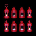 LLQ 8 Pcs Mini Lantern Decor Moroccan Lantern with Flickering LED Candle Table Centerpiece Small Vintage Christmas Hanging Lamp Ornaments Bulk for Wedding Halloween Christmas Party (5 Inch,Red)