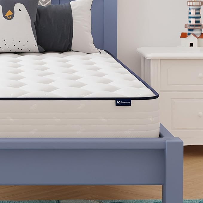 Avenco 8 Inch Twin Mattress, Foam and Spring Hybrid Mattresses in a Box, Medium Soft Breathable Fabric & Adaptive Support CertiPUR-US Certified, Colchones Twin Size in Guest and Kids Bedroom