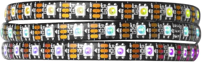 BTF-LIGHTING WS2812B IC RGB 5050SMD Pure Gold Individual Addressable LED Strip 3.28FT 60LED 60Pixel/m Flexible Full Color IP65 DC5V for DIY Chasing Color Project(No Adapter or Controller)