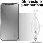 4-Pack E12 Candle Light Bulbs 25W Warm White 2500K, 240 Lumen Dimmable Chandeier Light Bulbs for Ceiling Fan, Pendants or Outdoor, CA10 Clear Candelabra Base Bulbs