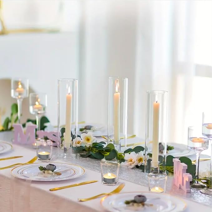 36Pcs Clear Tealight Candle Holder with 36pcs Tea Light Candles, Votive Candle Holders Glass with 4.5 Hour Long Burning for Table Centerpiece, Wedding Decor, Propose Party Home Decor