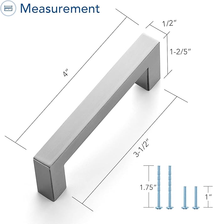 Ravinte 5 Pack Brushed Nickel Kitchen Cabinet Handles 3-1/2 Inch Cabinet Pulls Square Kitchen Hardware for Cabinet Drawer Pulls Drawer Handles Come with Screwdriver