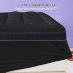 ABENE 3 Inch Dual Layer Full Memory Foam Mattress Topper, 2 Inch Memory Foam Plus 1 Inch Down Alternative Pillowtop Mattress Pad with Deep Pocket, Soft Support for Pressure Relief, Black