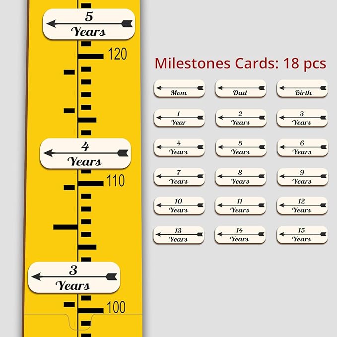 Personalized Growth Chart for Wall, Wooden Height Chart for Kids, Cute Height Measurement for Child/Girls/Boys, Baby and Toddler's Playroom/Kid's Room/Nursery Decor, Tree