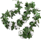5Pcs(41FT) Flower Garland Artificial Rose Vine Garland Artificial Flowers for Wedding Party Arch Garden Floral Garlands Decor (White)