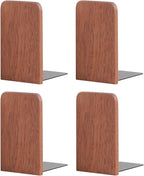 Muso Wood Book Ends for Shelves, Non-Slip Bookends, Heavy Duty Wooden Bookend Support for Books and Movies (Sapele 2 Pairs)
