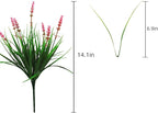 Artificial Plants Outdoor 12 Bundles Fake Monkey Grass Fade Resistant Plastic Faux Flowers Look Real for Porch Patio Home Garden Pot Decor (12 Bundles Pink Monkey Grasses)