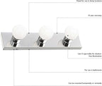 Design House Vanity Lights, 6 Linear Lights, Dimmable, Horizontal or Vertical Use, Uses (6) 60W Bulbs, For Bathroom/Makeup Vanity, Polished Chrome, 36.0 in. L x 4.33 in. H x 2.0 in. D, 500942