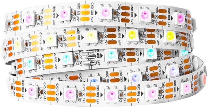 BTF-LIGHTING WS2812B IC RGB 5050SMD Pure Gold Individual Addressable LED Strip 3.28FT 60LED 60Pixel/m Flexible Full Color IP30 DC5V for DIY Chasing Color Project(No Adapter or Controller)