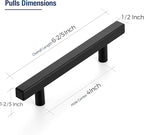 JOY DECOR 30 Pack 4 Inch Matte Black Square Cabinet Handles Stainless Steel Cabinet Hardware Pulls for Kitchen and Drawers with 6-2/5 Inch Overall Length