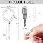 36 PCS Q-Hanger Hooks, Screw Hooks for Outdoor String Lights, Safety Buckle Design Cup Eye Hook for Hanging Christmas Lights, Plants, Mounted on Wall Ceiling, Include 1 Wing Nut Driver, White